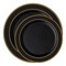 Black with Gold Edge Rim Plastic Dinnerware Value Set (120 Guests)